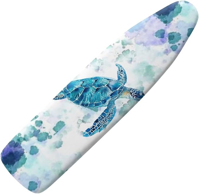 Boho Sea Turtle Ironing Board Cover and Pad Heat Resistance & Resist Scorching Ironing Board Covers with Padding for Standard Size 15×54 Inch Ironing Board with Elastic Fastener Straps