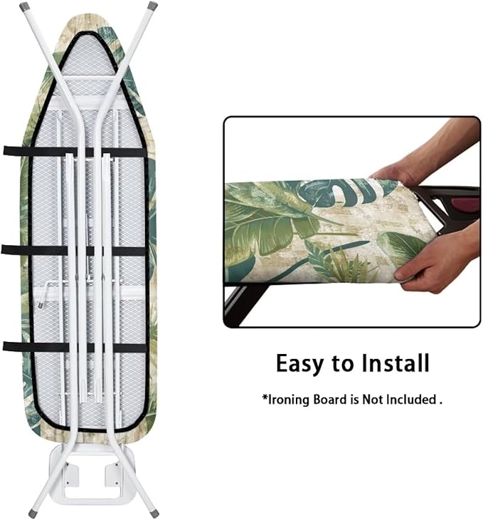 Tropical Palm Ironing Board Cover and Pad 15x54 Standard Size Ironing Board Cover with Elastic Edge for Snug and Secure Fit, Thick and Durable Material