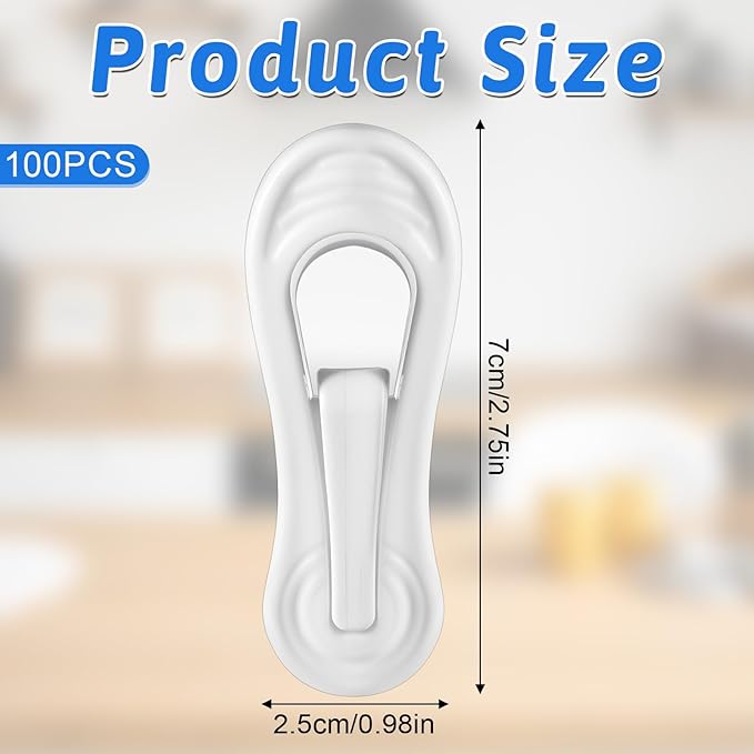 100 Pack White Plastic Hanger Clips for Baby Clothes Hanger Clips- 2.75 Inch Multi-Purpose Hangers Clip for Pants