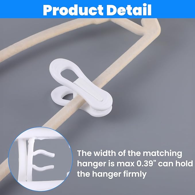 100 Pack White Hanger Clips Multi-Purpose Baby Hanger Clip, Plastic Clothing Clips for Socks, Hats, Food Chip Bags and Notes