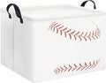 Rectangle Storage Basket with Handles,Collapsible Toys Bin,Books Box,Room Decor(Baseball)