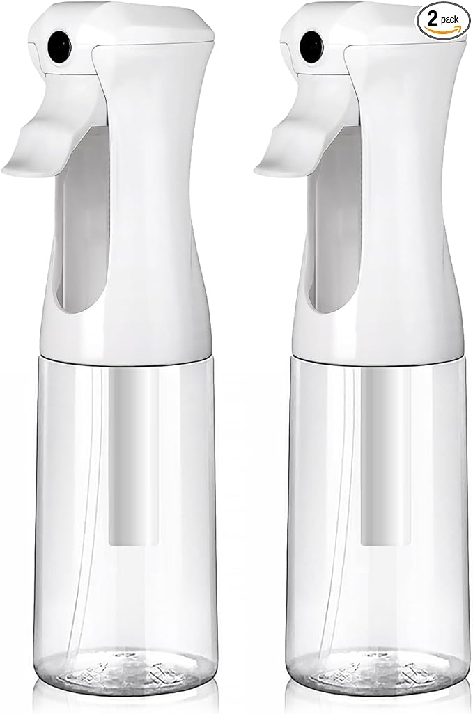 VIGOR PATH Continuous Spray Bottle for Hair – Fine Mist Mister for Hairstyling, Cleaning, Plants, Pets, Barbers, Salons, and Essential Oil Applications (200ml/6.7 oz) Clear 2 Pack