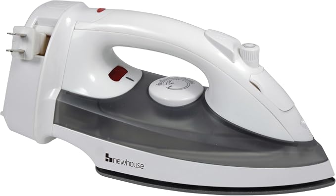 Newhouse 120V 1200-Watt Retractable Cord Steam and Spray Iron NHIR-001-R, Retractable Cord, Self-Cleaning, ETL Certified Home Essential