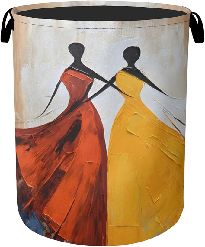 Black Girl Dancing Laundry Basket with Handles - Extra Large Foldable Hamper for Bathroom/Laundry/Bedroom/Dorm, Washable Fabric Storage Bin
