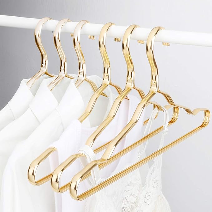 Pack of 10 Stylish Aluminum Metal Coat Suit Clothes Hangers(Golden)