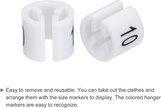 MECCANIXITY Clothes Hanger Marker Colored Hanger Sizer Garment Markers Tag (Number 10, White) for Garment Clothing Color Coding, Pack of 100 Pcs