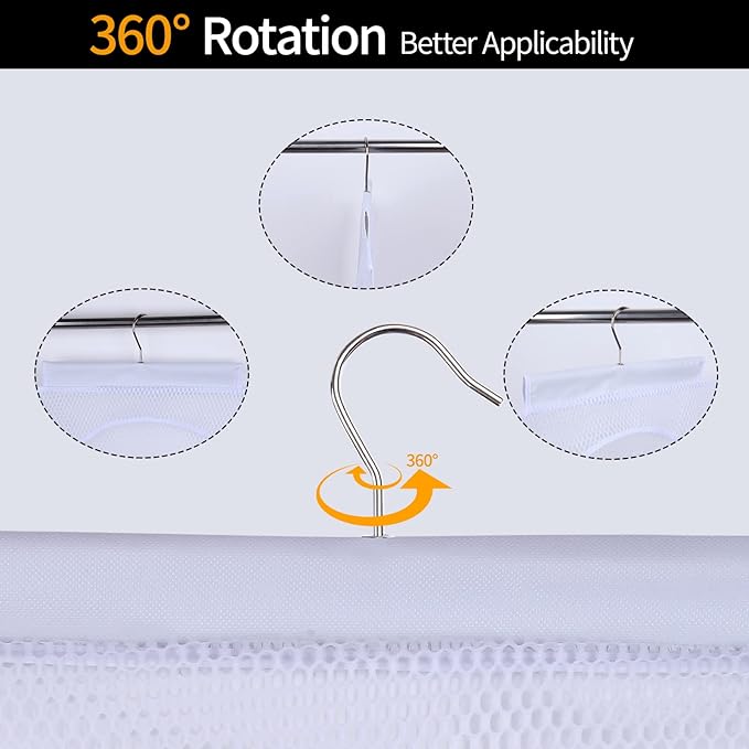 Breathable Mesh Laundry Hamper, Bringing Hooks Foldable Hanging Shower Caddy, Fast Drying Portable Space Saving Storage Bag, Applied to College Dorm Rooms, Gym, Swimming and RV Travel (White)