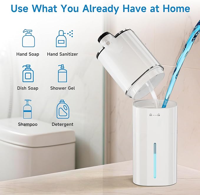 CATIRE Upgraded Larger Capacity Automatic Dish Soap Dispenser Touchless, 17.6oz Liquid Hand Soap Dispenser for Bathroom Kitchen, Rechargeable 2000mAh, 8 Adjustable Levels, Wall Mount & Countertop