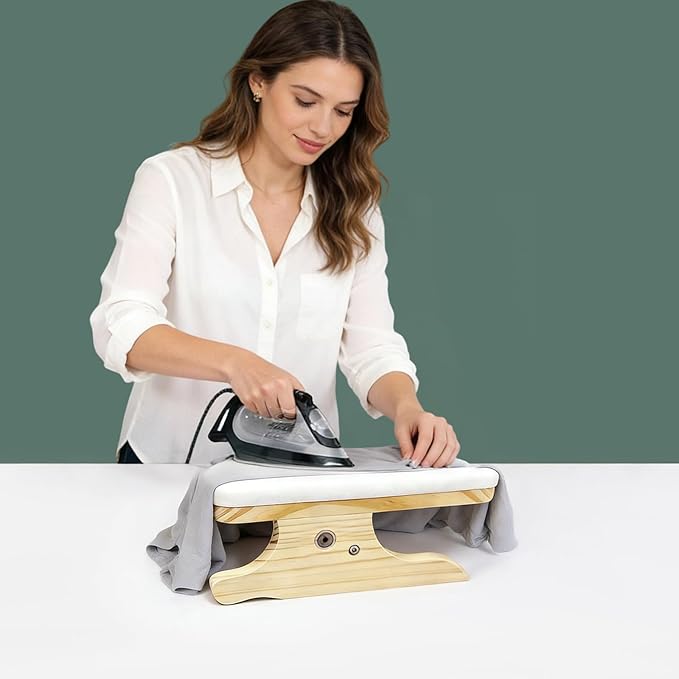 Tailors Board with Pine Wood Base, Cotton Cover Tailors Point Press Clapper - Protects Garments, Multi Pressing Board for Anywhere You Want - Seams, Collars, Cuffs, Points, Hems, Pocket