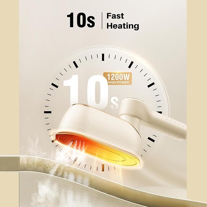 Travel Steamer & Iron for Clothes – Handheld Clothing Steamer, 10s Fast Heating, 4 Modes, LCD Display, 180° Swivel Handle, Garment Steam Wrinkle Remover 2-in-1 for Home and Business