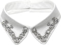 erioctry Rhinestones Fake Collar White Detachable Faux Blouse Lapel Choker for Women Girls Party Wear