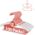 Baby Hangers, 11-14 Inch Extendable Kid Hangers, Non-Slip, Stackable, Space Saving, Pink, 100 Pack