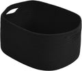 Cotton Rope Storage Basket, 15x10x9 Inches, Woven Basket for Shelves, Clothes, Towels, Books, and Laundry, Black (1 Pack)