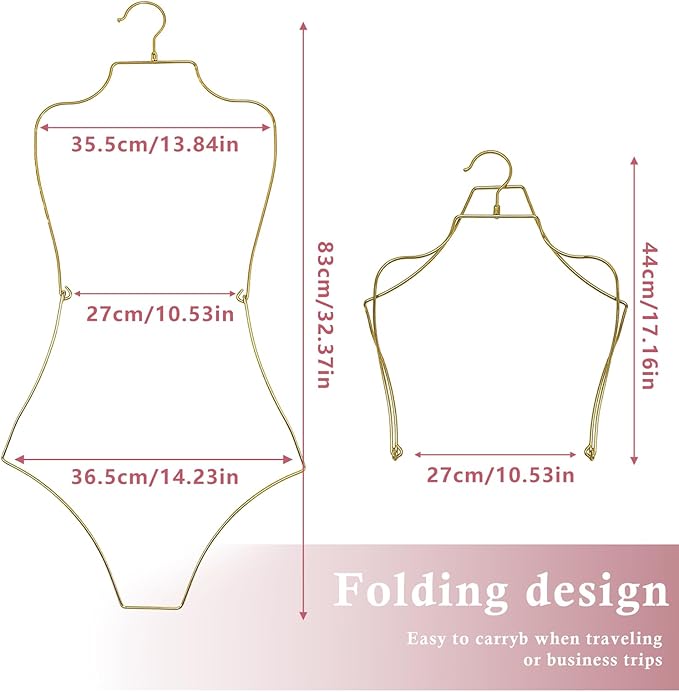 Swimsuit Hanger Lingerie Hanger Bathing Suit Hanger Display Hanger,Bikini Hanger Body Shape Display Rack Adults Accessories, Gold