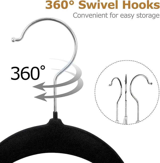 ZenStyle 100 Velvet Hangers - Space Saving, Non-Slip with Rotating Hooks & Pants Bar | Ultra Slim Closet Organizer for Coats, Suits (100 Pack)