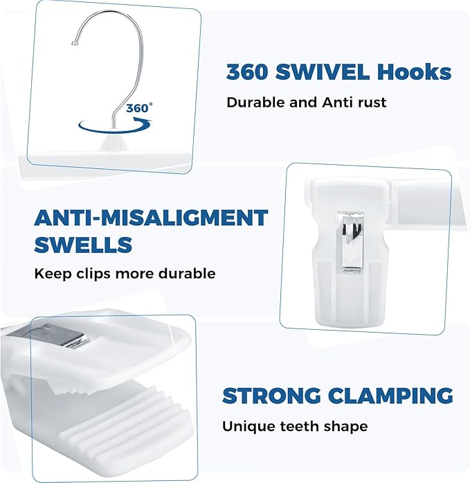 Smartor Skirt Hangers|Pants Hangers with Clips| 10 30 60 Pack Available | Space Saving| Durable| Upgraded Clips| Pants Hanger for Men| White Hanger Clips for Women Shorts, Jeans, Slacks - 30 Pack
