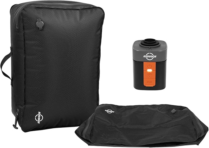 Vacuum Storage Bags with Wireless Pump 35L, 180° Open Zipper, IP68 Waterproof, Reusable Vacuum Bags for Travel, Fits 20/24/28in Suitcase, Backpack, Cloth Packing (1PC + Pump)