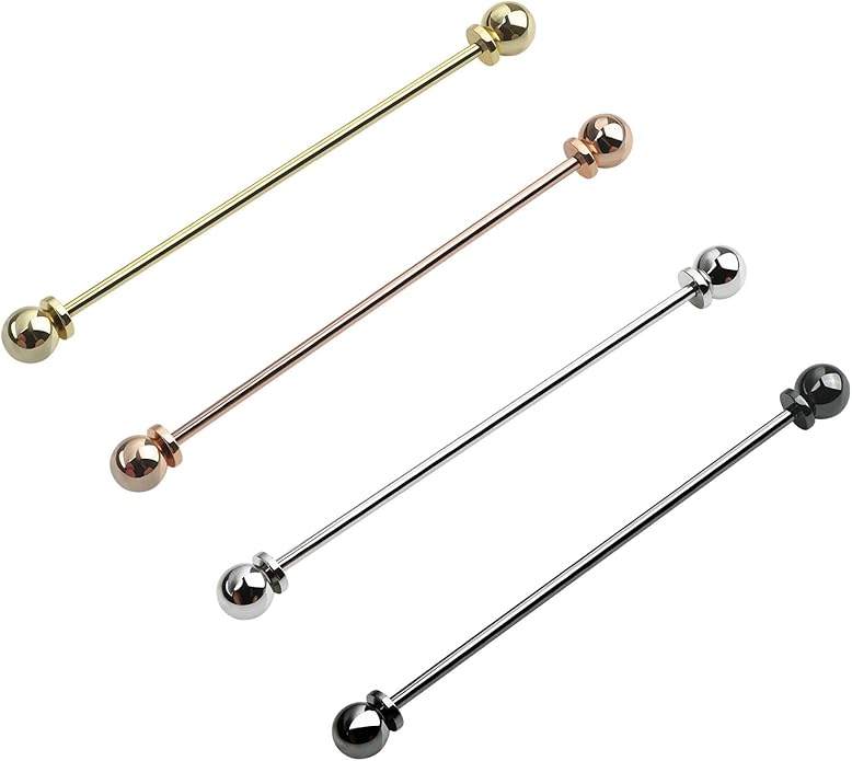 Classic 4-Piece Set Solid Brass Collar Bar for Men Multi-Style Metal Anti-Curl Shirt Collar Stays Tie Pins