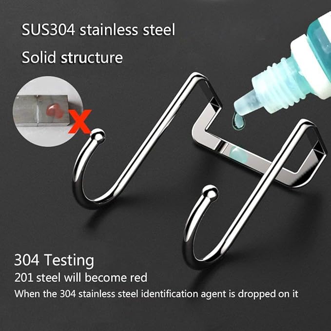 Poeland Over Cabinet Drawer Double Hooks 304 Stainless Steel Narrow Door Hook for Kitchen, Bathroom, Drawer, Wardrobe Door, Cabinet Door, Office Cubicle Partition Hook Pack of 4