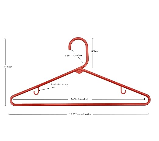 NAHANCO Plastic Tubular Hangers - 16 1/4" Red (Pack of 144)