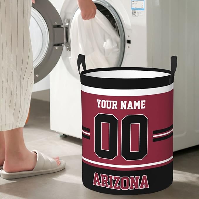 Custom Arizona Laundry Hamper Personalized Laundry Basket Customized Name And Number Collapsible Storage Basket for Bedroom Bathroom Living Room Gifts