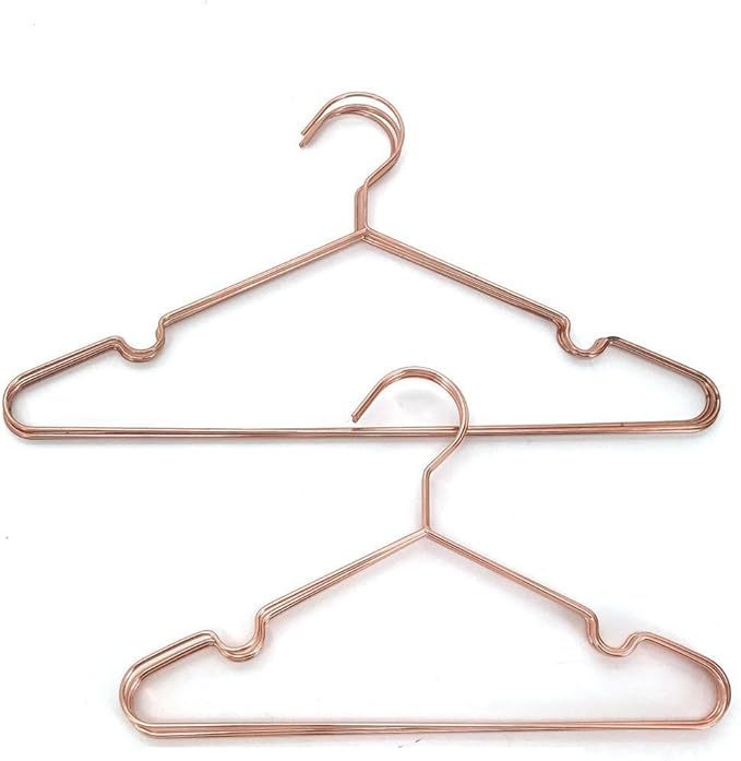 10Pack Koobay 13" Children Rose Copper Gold Shiny Metal Wire Top Clothes Hangers for Shirts Coat Storage & Display