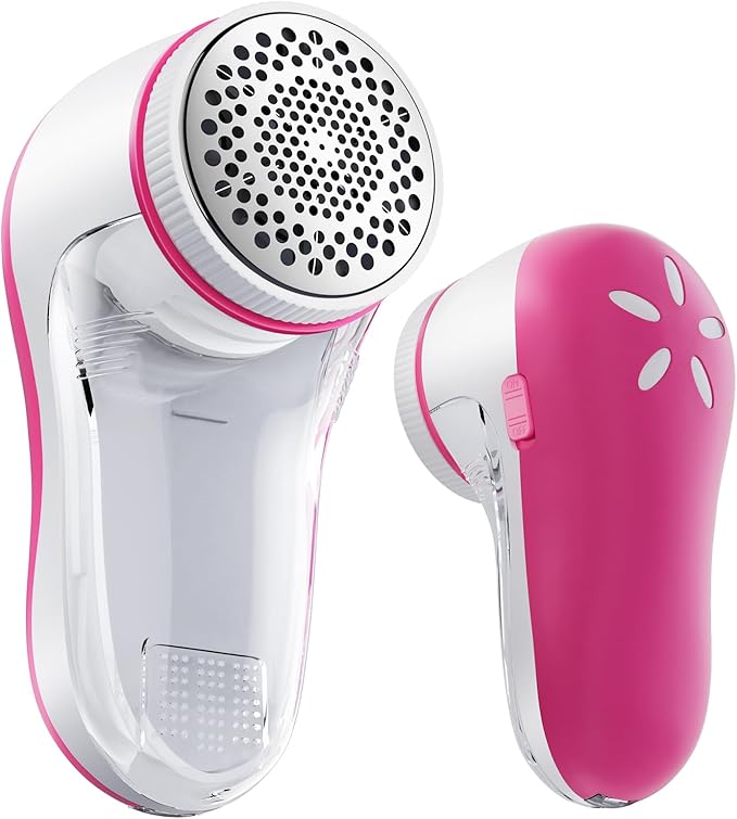 POPCHOSE Fabric Shaver, Lint Remover for Clothes, Electric Lint Shaver with 6-Leaf Blades, Sweater Shavers to Remove Pilling for Clothing, Couch, Furniture, Fuzz, Lint Ball, Bobbles, Pink