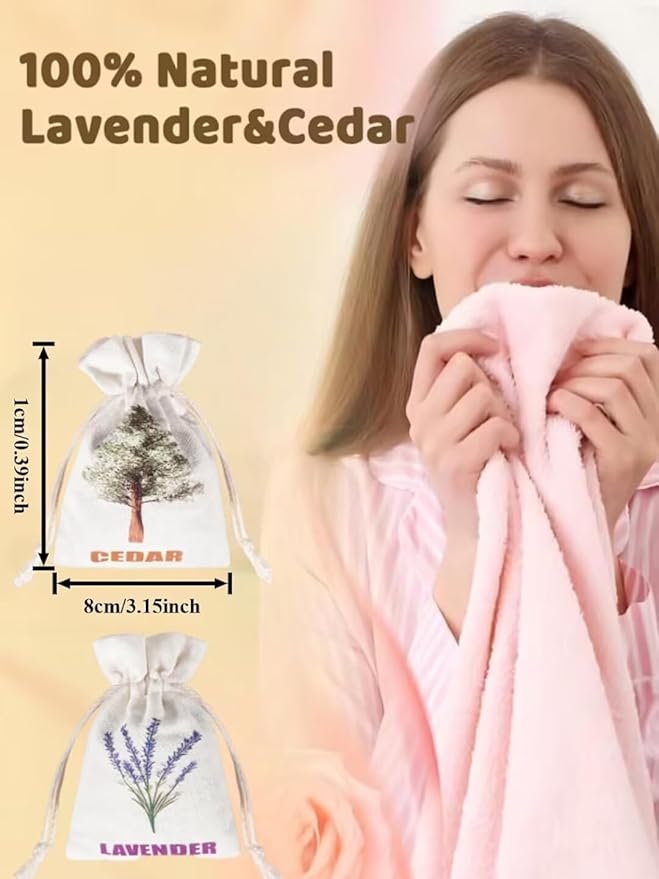 8 Pack Cedar Chips and Natural Dried Lavender Sachets Bags - Stop Clothes Damage, Cedar and Lavendar Home Fragrance Sachets for Drawers and Closets（3 Cedar & 5 Lavender