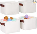 Kntiwiwo Small Fabric Storage Bins, 7.8x6.7x5.9 inch Mini Storage Cubes 4-Pack Storage Basket for Makeup Collapsible Fabric Storage Organizer with Handles, Decorative Basket for Desk, Shelves, White