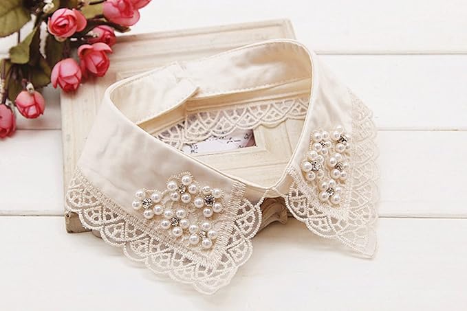 YAKEF Lady Half-Shirt Blouse Detachable Lace Chiffon Fake Collars Dicky Collar Faux Collar