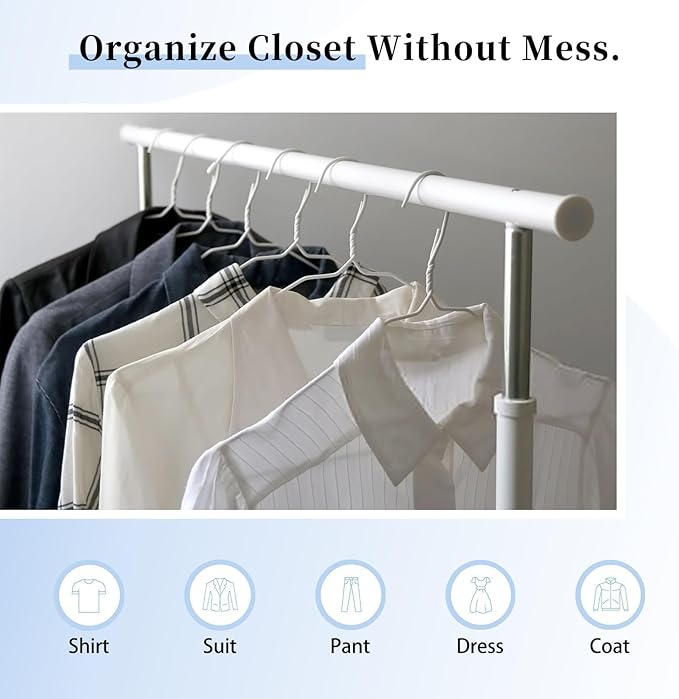 150 Pack Wire Hangers 15.9 Inch 13 Guage Metal Dry Cleaner Hangers Bulk Thin Space Saving Suit Holder for Coats, Shirts, Suits, Pants, Skirts (White)
