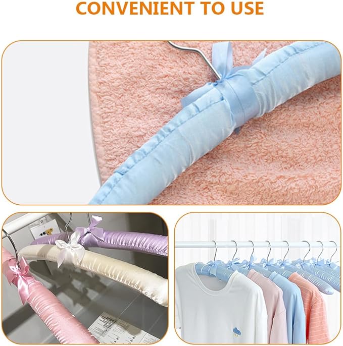 4pcs Blouse Hangers Silk Clothes Skid Proof Suit Hangers Satin Padded Silk Wedding Dress Household Clothes Upholstered Sponge Bride Non-Slip Mat
