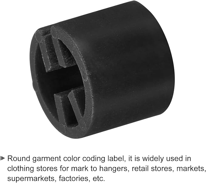 MECCANIXITY Clothes Hanger Marker Blank Fit 3.5mm Rod for Garment Color Coding Black Count 300