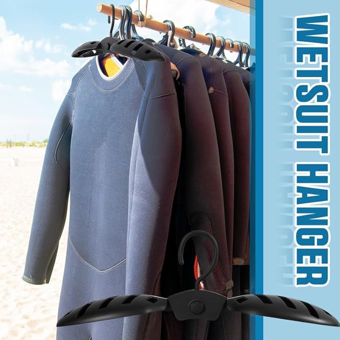 Maitys 2 Pcs Foldable Wetsuit Hanger Fast Dry Surfing Suit Hangers Folding Vented Hanger for Men Women Suit Diving Accessories