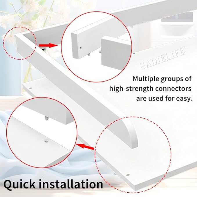 Washer Dryer Countertop Only, 27.5" x 27.5" Laundry Room Countertop for Folding, Washer and Dryer Countertop Single with Non-Slip Pads, Easy Install Washer and Dryer Topper with Edge Rails White