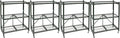 Origami 4-Pack R3 Storage Rack, 3-Tier Heavy-Duty Foldable Steel Shelf with Wheels, Pewter