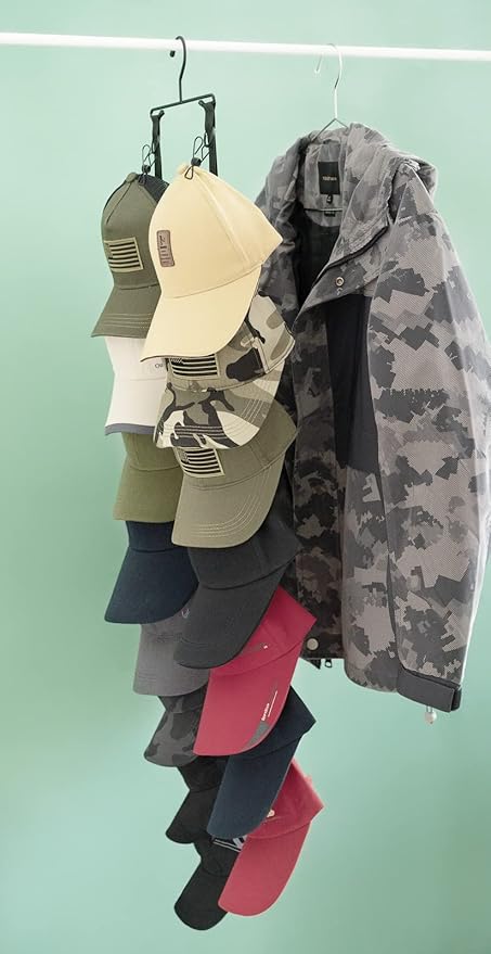 Mkono Closet Storage Rack Baseball Cap Keeper Hanger with 16 Hooks Modern Multifunctional Organizer for Door and Wall Fit Most Hats,