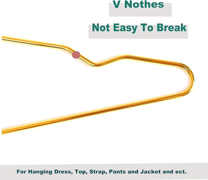 20 Pack Gold Metal Suit Hanger Wire Hanger Space Saving Clothes Hanger for Dress, Shirts, Slacks,Jackets, Pants
