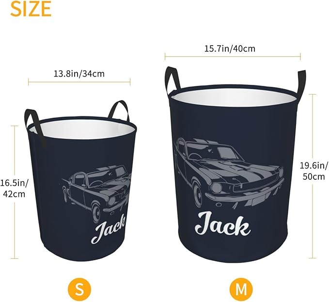 Personalized Laundry Basket for Nursery, Custom Nursery Laundry Hamper with Name, Customize Baby Clothes Circular Hamper for Boys Girls Room Decor, Car