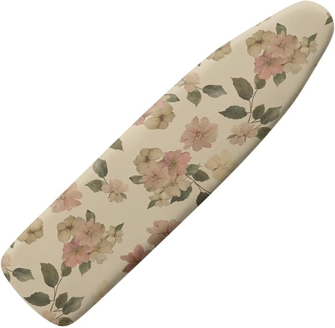 Vintage Flower Ironing Board Cover 15x54 Inch Extra Thick Resistant Scorch and Staining,3 Fasteners,Elastic Edge,Large Protective Scorching Standard Size