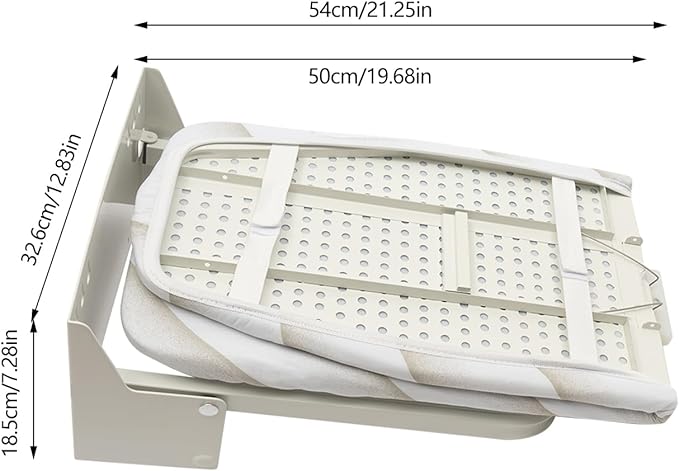 Wall Mounted Ironing Board, 180° Swivel Iron Board with Heat Resistant Cover, Table Folding Iron Board Space Saving for Home Laundry Room