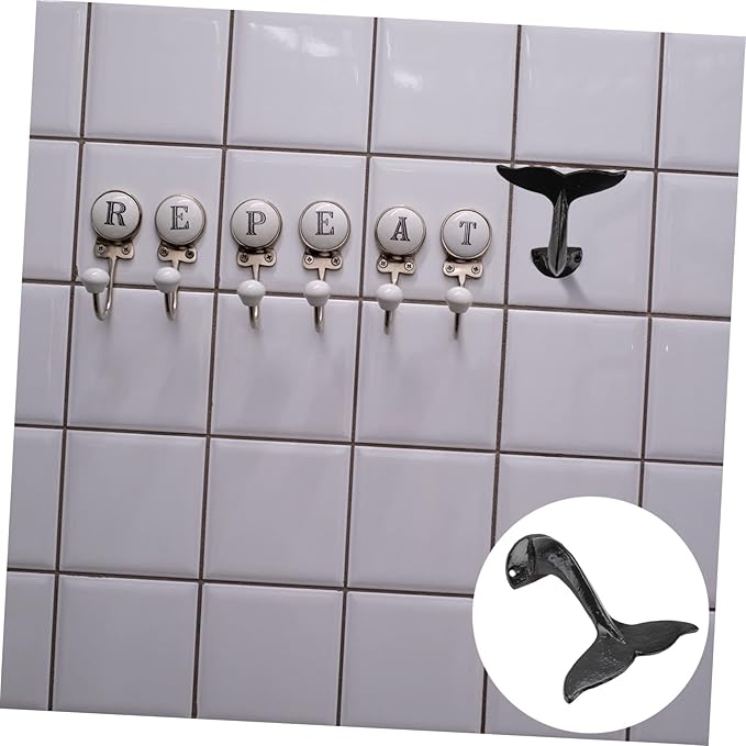 2pcs Whale Tail Wall Hooks Creative Decorative Storage Hook for Indoor Use for Clothes Bags and Sundries Compact Iron Wall-Mounted Hanger for Bedroom Bathroom Living Room