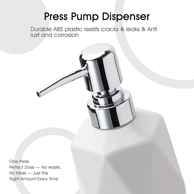 Soap Dispenser, 13.5oz Ceramic Soap Dispenser Bathroom for Kitchen & Bathroom (Light Grey)