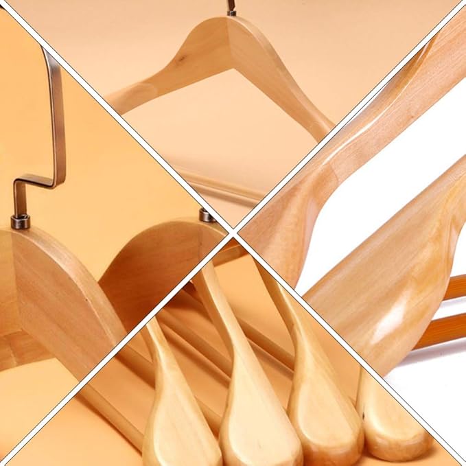 Kids Hangers Wide Shoulder Wooden Hangers Wood Suit Hanger Coat Hanger with Non Slip Pants Bar for Dress Jacket Heavy Clothes Hangers Khaki 45X25.5CM Blazer