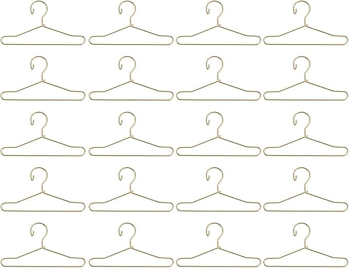Coat Hanger 20 Pcs Doll Clothes Hangers Miniature Wire Hangers, Metal Hangers for Doll Dress Necklaces (6.5CM Golden) Clothes Hanger