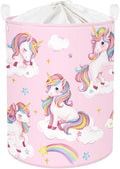 Unicorn Laundry Hamper Large Storage Basket Rainbow Clouds Collapsible Parents Organizer Kids Toy Clothes Bins for Bedroom, Bathroom, Stars, 63L