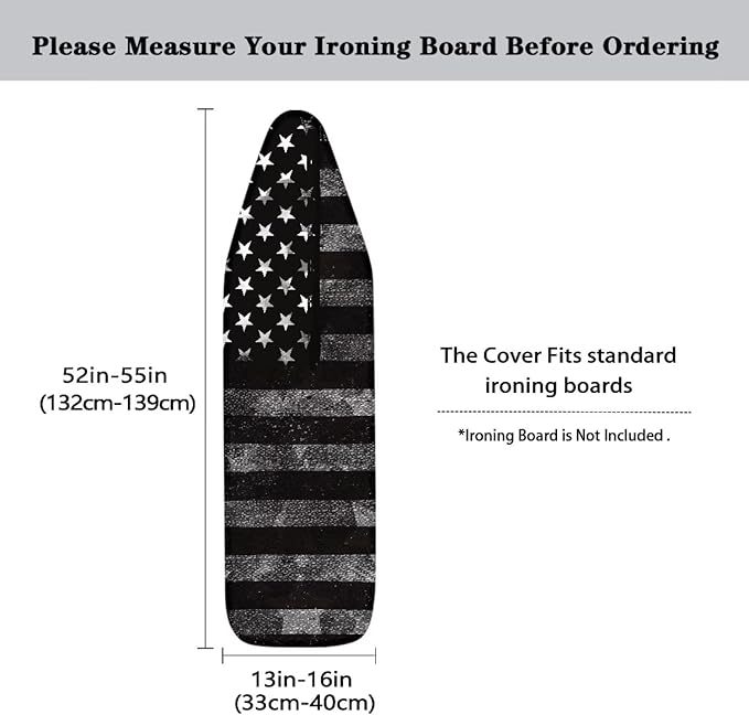 SEANATIVE Black American Flag Ironing Board Cover Decorative Ironing Board Protective Guard Covers Dustproof Iron Pad Cover with Elasticized Edges