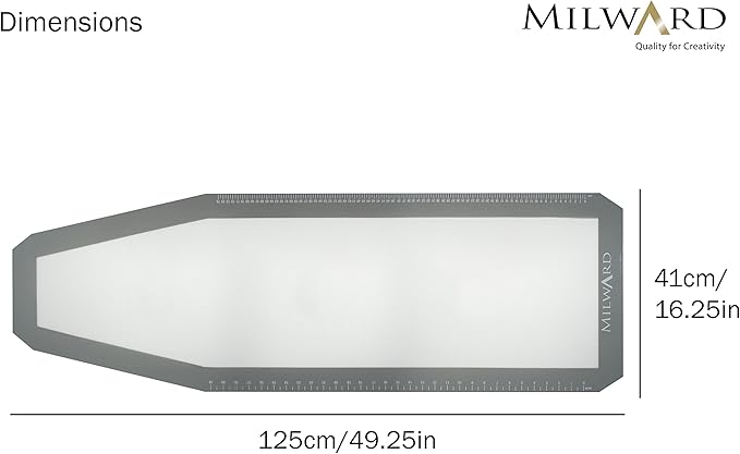 Milward Applique Ironing Board Fusing Mat Non-Slip Non-Stick Heat Resistant Silicone 49.25 x 16.25” – 125 x 41cm, Klar