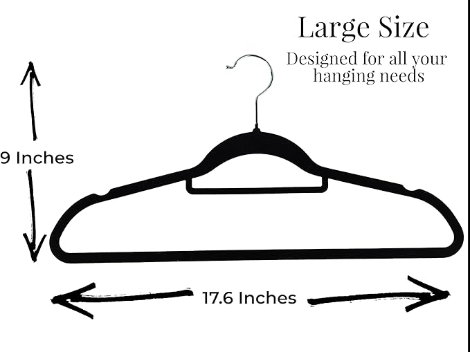 Premium Velvet Hangers 50 Pack, Non-Slip, Space-Saving, Heavy Duty for Coats, Pants, Dresses, 360 Swivel Hook, Heavy-Duty Clothes Hanger - Black