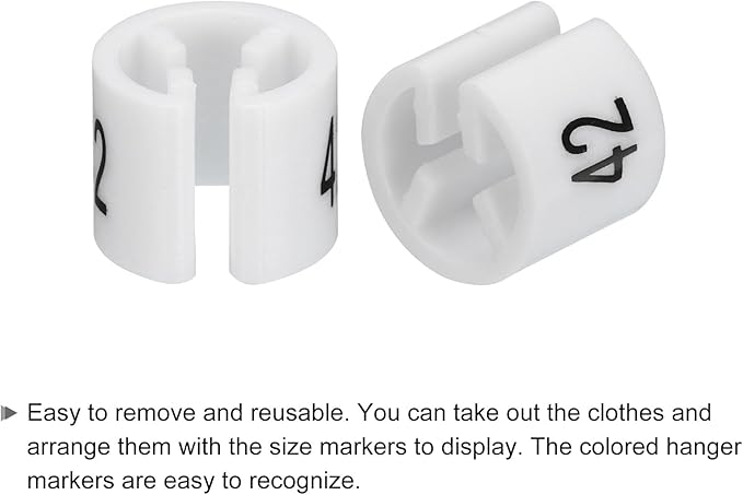 MECCANIXITY Clothes Hanger Marker Colored Hanger Sizer Garment Markers Tag (Number 42, White) for Garment Clothing Color Coding, Pack of 100 Pcs